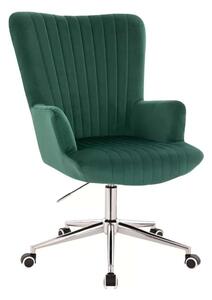 LuxuryForm DESIGN Kreslo AMADEO VELUR na striebornej podstave s kolieskami - zelené