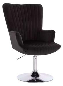 LuxuryForm DESIGN Kreslo AMADEO VELUR na striebornom tanieri - čierne