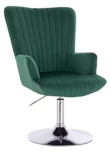 LuxuryForm DESIGN Kreslo AMADEO VELUR na striebornom tanieri - zelené