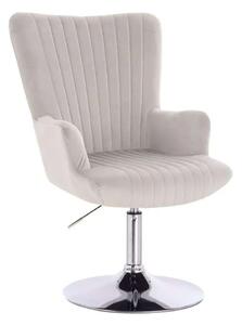 LuxuryForm DESIGN Kreslo AMADEO VELUR na striebornom tanieri - svetlo šedé