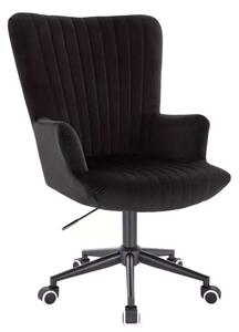 LuxuryForm DESIGN Kreslo AMADEO VELUR na čiernej podstave s kolieskami - čierne