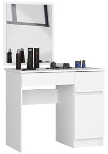Ak furniture Kozmetický stolík so zrkadlom P-2 II 90x50 cm biely pravý