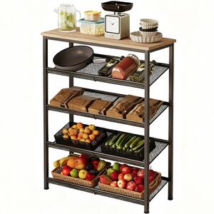 SVETLO HNEDÁ PRIEMYSELNÁ DREVENÁ RETRO POLICA LOFT KÚCHYNSKÁ SKRÍŇ 58 cm
