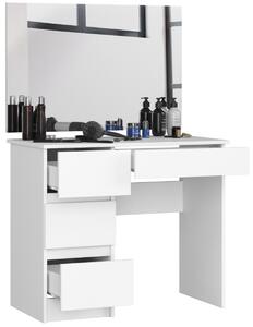Ak furniture Kozmetický stolík so zrkadlom T-6 90x50 cm biely ľavý