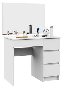 Ak furniture Kozmetický stolík so zrkadlom T-6 I 90x50 cm biely pravý