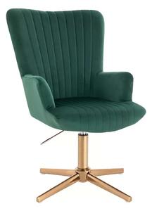LuxuryForm DESIGN Kreslo AMADEO VELUR na zlatom kríži - zelené