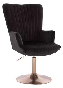 LuxuryForm DESIGN Kreslo AMADEO VELUR na zlatom tanieri - čierne