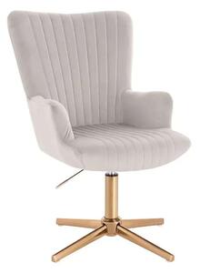 LuxuryForm DESIGN Kreslo AMADEO VELUR na zlatom kríži - svetlo šedá