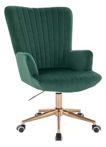 LuxuryForm DESIGN Kreslo AMADEO VELUR na zlatej podstave s kolieskami - zelené