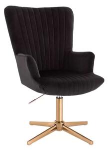 LuxuryForm DESIGN Kreslo AMADEO VELUR na zlatom kríži - čierne