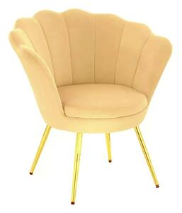 LuxuryForm DESIGN Kreslo FREY VELUR so zlatými nohami - medové