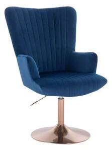 LuxuryForm DESIGN Kreslo AMADEO VELUR na zlatom tanieri - modré