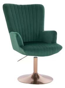 LuxuryForm DESIGN Kreslo AMADEO VELUR na zlatom tanieri - zelené