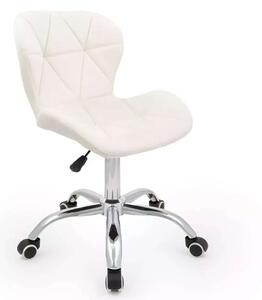 LuxuryForm DESIGN Stolička LIVIO VELUR na striebornej podstave s kolieskami - biela
