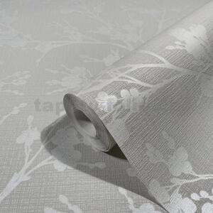 Vliesové tapety na stenu Ivy 82314, sakury metalicky biele na béžovom podklade, rozmer 10,05 m x 0,53 m, NOVAMUR 6812-20