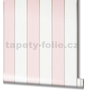 Vliesové tapety na stenu Ivy 82305, pruhy ružovo-biele s metalickou kontúrou, rozmer 10,05 m x 0,53 m, NOVAMUR 6810-30