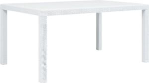Maison Exclusive - Záhradný stôl biely 150x90x72 cm plastový ratanový vzhľad