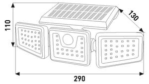 LED solárny reflektor so senzorom LED/14W/3,7V 1800 mAh IP44