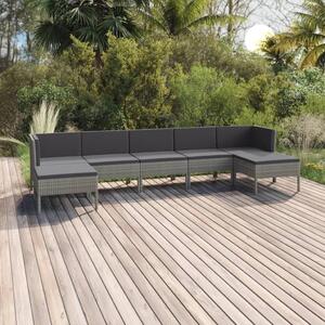 Maison Exclusive – 7-dielna záhradná súprava s vankúšmi, poly ratan, sivá