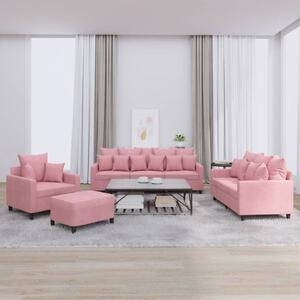 Maison Exclusive – 4-dielna sedacia súprava s vankúšmi z ružového zamatu