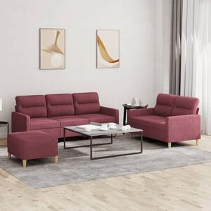Maison Exclusive – 3-dielna sedacia súprava s vankúšmi, vínovočervená látka
