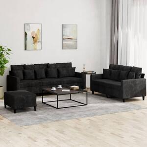 Maison Exclusive – 3-dielna sedacia súprava s vankúšmi, čierny zamat