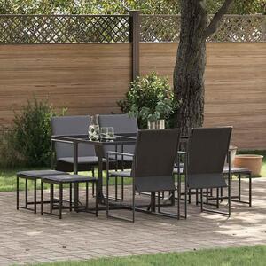 Maison Exclusive - Záhradný jedálenský set 9 pcs Čierna Oceľ