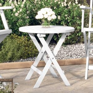 Maison Exclusive – Skladací záhradný stolík, biely, Ø 46 cm, masívne akáciové drevo