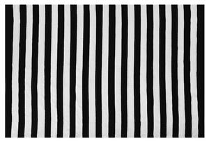 Vonkajší koberec čierno-biely 140 x 200 cm pruhovaný vzor ručne tkaný obdĺžnikový moderný
