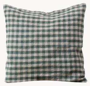 Ľanový poťah na vankúš Forest Green Gingham