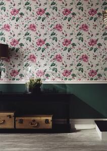 Vliesové tapety na stenu 53738, rozmer 10,05 m x 0,53 m, ružové kvety na krémovom podklade, MARBURG