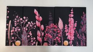 5-dielny obraz variácie trávy v ružovej farbe - 100x50