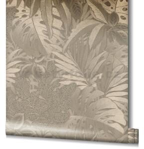 Vliesové tapety na stenu Botanica 33303, rozmer 10,05 m x 0,53 m, listy monstery zlaté, MARBURG