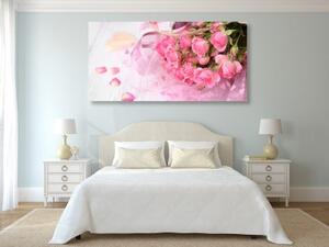 Obraz romantická ružová kytica ruží - 100x50