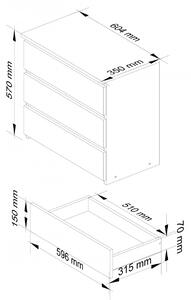 Ak furniture Komoda CL3 60 cm dub sonoma/biela
