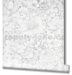 Vliesové tapety na stenu Botanica 33952, rozmer 10,05 m x 0,53 m, kvety netraskov bielo-sivé, MARBURG