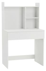 Písací stôl na počítač ComfortCove, biely, 90 cm, s nadstavbou, policou a zásuvkou, priestorovo úsporný, moderný