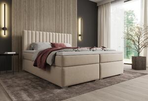 Boxspring posteľ Solani 160x200 s úložným priestorom - svetlobéžový zamat Castel 03