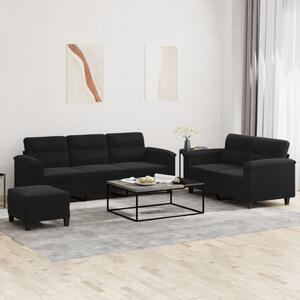 Maison Exclusive – 3-dielna sedacia súprava s vankúšmi, čierna mikrovlákna