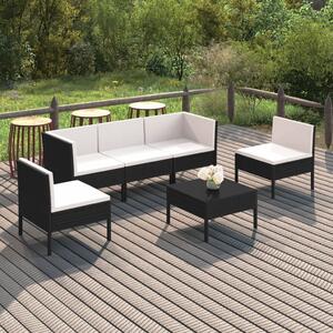 Maison Exclusive – 6-dielna záhradná súprava s poduškami, polyratan, čierna