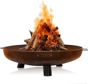 Záhradný gril - MOODZ Outdoor Living - Sud 80 cm Nohy a rukoväť - Corten - Vonkajší záhradný gril 80x80x23,5 cm