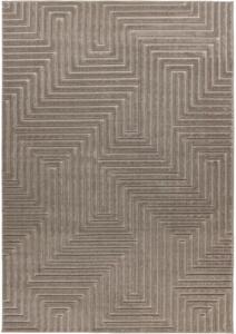 Exteriérový a interiérový koberec Labyrint v striebornej farbe - 120 x 170 cm , Tkaný, vonkajší a bytový, kusový, obdĺžnikový koberec, z polypropylénu, s dlhým vlasom, minimalistický štýl, škandinávsky štýl