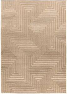 Exteriérový a interiérový koberec Labyrint v béžovej farbe - 160 x 230 cm , Tkaný, vonkajší a bytový, kusový, obdĺžnikový koberec, z polypropylénu, s dlhým vlasom, minimalistický štýl, škandinávsky štýl
