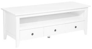 Komoda biela MDF doska drevo 50 x 136 x 49 cm rustikálny elegantný moderný multifunkčný 3 zásuvky 1 oddiel obývačka