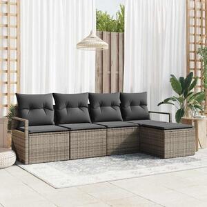 Maison Exclusive – Sedacia súprava, 5 kusov, sivá [syntetický materiál]: Polyratan