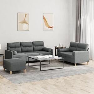 Maison Exclusive – 3-dielna sedacia súprava s vankúšmi, tmavosivá látka