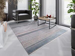 Krémovo modrý koberec Farebná harmónia - 200 x 290 cm , Tkaný, interiérový, bytový, kusový, obdĺžnikový koberec, z polyesteru a viskózy, s krátkym vlasom, moderný štýl