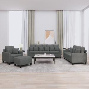Maison Exclusive – 4-dielna sedacia súprava s vankúšmi, tmavosivá látka