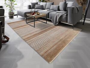 Hnedo medený koberec Farebná harmónia - 160 x 230 cm , Tkaný, interiérový, bytový, kusový, obdĺžnikový koberec, z polyesteru a viskózy, s krátkym vlasom, moderný štýl