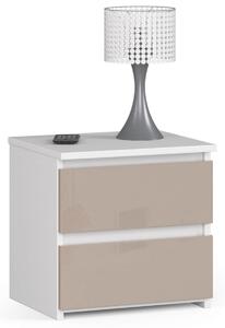 Ak furniture Nočný stolík CL2 40 cm biely/cappuccino lesk